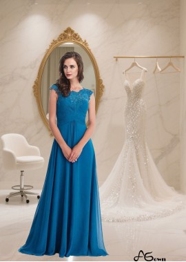 Elegant Chiffon Bateau Neck A-Line Mother of the Bride Dress with Cap Sleeves