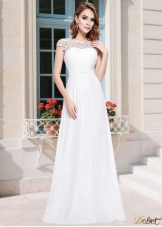 White Lace And Chiffon Mother Of The Bride Dress