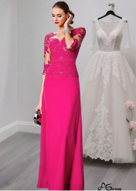 Scoop Neck A-Line Mother of the Bride Evening Dress Chiffon With Appliques