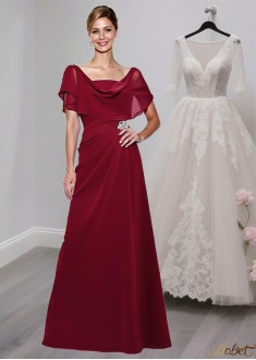 Elegant Chiffon Cowl Neck Mother of the Bride Dress with Cap Sleeves, Formal Gown