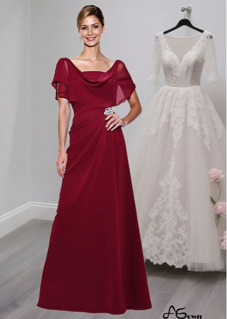 Elegant Chiffon Cowl Neck Mother of the Bride Dress with Cap Sleeves, Formal Gown