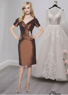 Chocolate Taffeta V-Neck Knee-Length Mother of the Bride Dresses Sheath