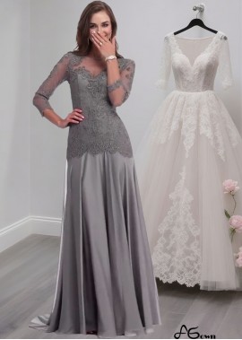 Gray A-Line Mother of the Bride Dress in Silk-Like Chiffon For Sale