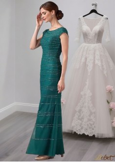 Green Tulle Mother of the Bride Dress – Full Length Sheath Gown with Cap Sleeves Green Tulle Mother of the Bride Dress – Full Length Sheath Gown with Cap Sleeves