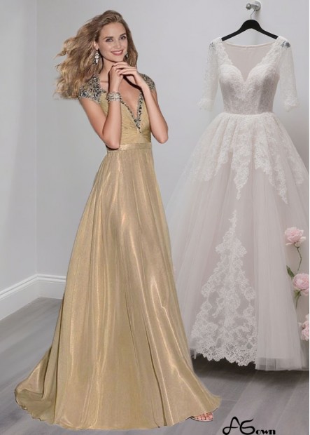 Elegant V Neck Tulle Chiffon A-Line Evening Mother of the Bride Dress