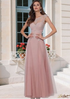 Elegant Tulle Bateau Neckline A-Line Mother of the Bride Dress with Cap Sleeves – Full Length Gown
