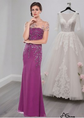 Chiffon Jewel Neck Mother of the Bride Dress – Full Length Formal Evening Gown