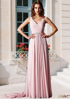 V-Neck Chiffon Mother of the Bride Dress