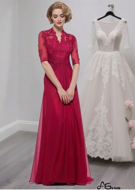 Elegant Queen Anne Neck Silk-Like Chiffon A-Line Mother of the Bride Dress with Illusion Sleeves