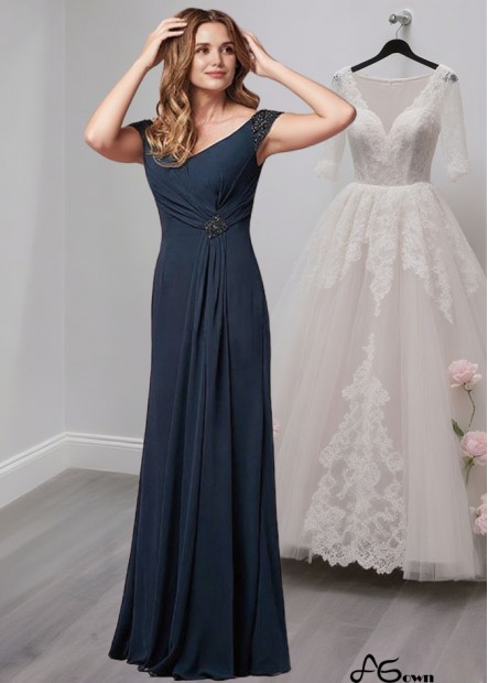 Elegant V-Neck Cap Sleeve A-Line Chiffon Mother of the Bride Dress – Full Length