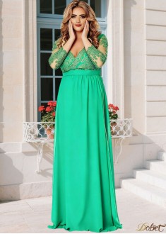 Green Tulle Chiffon V-neck Mother of the Bride Dress