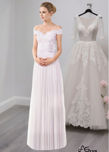 Off-the-Shoulder Tulle Lace Full Length A-Line Mother of the Bride Dress