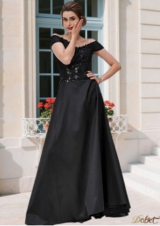 Black Off-the-Shoulder Mother of the Bride Dress Satin A-line