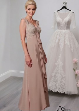 V-Neck Chiffon Mother of the Bride Dress with Jacket – Full Length A-Line Gown