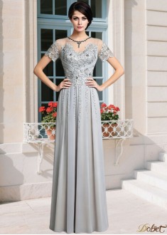 Chiffon Jewel Neck A-line Mother of the Bride Dress