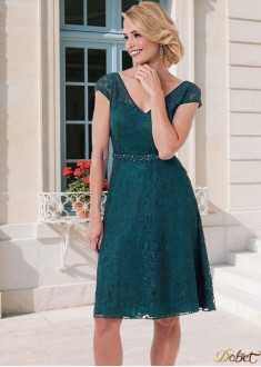 Elegant Lace Mother of the Bride Dress – V-Neck A-Line Knee-Length Gown with Cap Sleeves