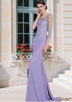 Tulle & Satin Mother of the Bride Dresses UK with Illusion Sleeves