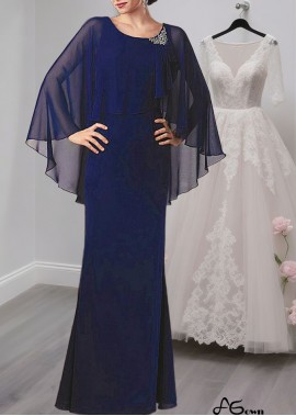 Chiffon Jewel Neck Full-Length Sheath Mother of the Bride Dress for Elegant Occasions