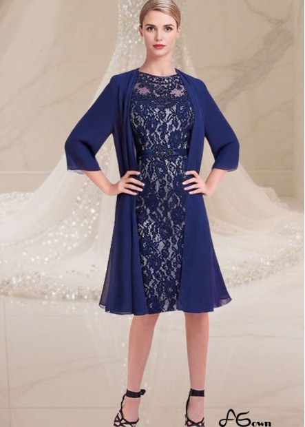 Elegant Two-Piece Lace Chiffon Mother of the Bride Dress – Knee Length Formal Outfit