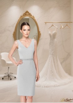 Best Sleeveless Knee-Length Satin Formal Dress V Neck For Party