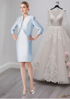 Short Lace Mother of the Bride Dresses with Jacket and 3/4 Sleeves