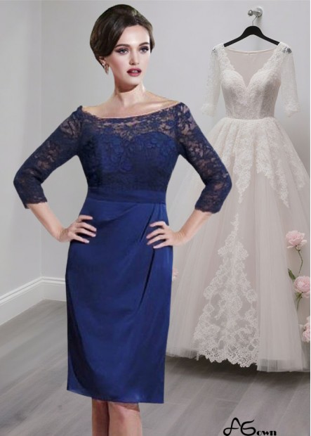 Chiffon Knee Length Mother of the Bride Dress with Illusion Sleeves and Bateau Neck