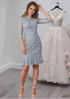 Knee-Length Lace Mother of the Bride Dress – Sheath Gowns with Sleeves