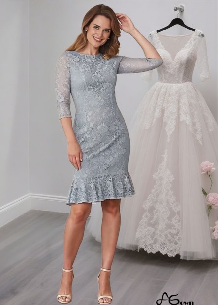 Knee-Length Lace Mother of the Bride Dress – Sheath Gowns with Sleeves