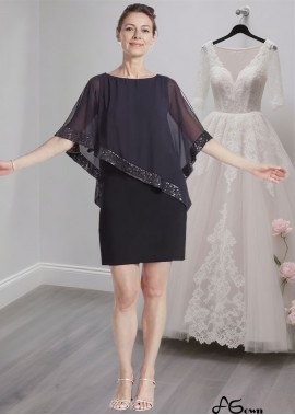 Chiffon Scoop Neck Short Mother of the Bride Dress – Sheath Mini Dresses