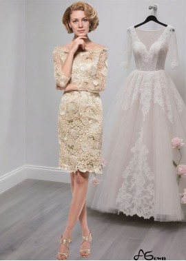 Short Lace Off-the-Shoulder Mother of the Bride Dress – Sheath Mini Gown