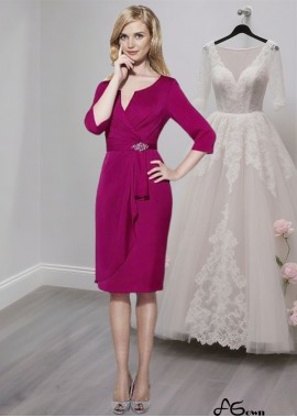 Elegant V Neck Knee-Length Chiffon Mother of the Bride Dress for Weddings