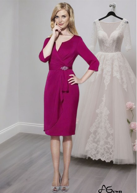 Elegant V Neck Knee-Length Chiffon Mother of the Bride Dress for Weddings