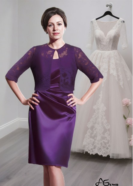 Scoop Neck Mother of the Bride Dress With Jacket – Knee-Length Sheath Dress
