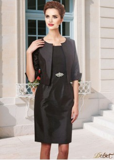 Taffeta Bateau Neck Mother of the Bride Dress with Jacket