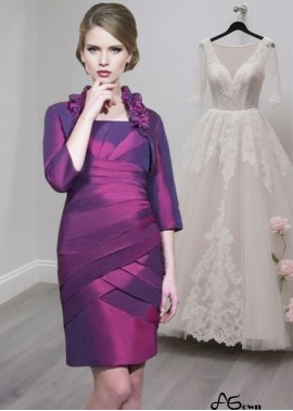 Elegant Taffeta Square Neck Mother of the Bride Dress with Jacket – Knee-Length Sheath Style
