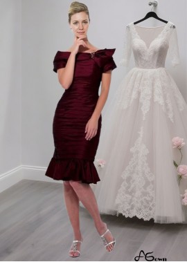 Taffeta Off-the-Shoulder Mother of the Bride Dress – Knee Length Mini Dress