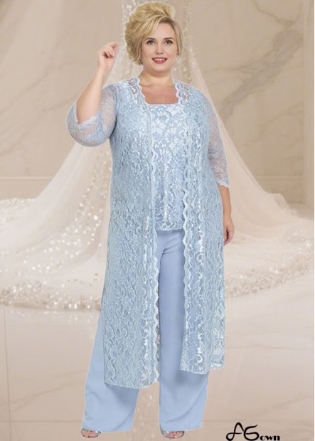 Elegant Three-Pieces Mother of the Bride Outfits – Lace Chiffon Full-Length Formal Outfit with Jacket