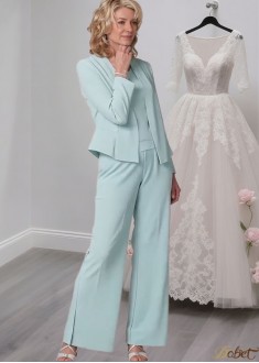 Blue V Neck Chiffon Mother of the Bride Outfits & Pantsuits Online