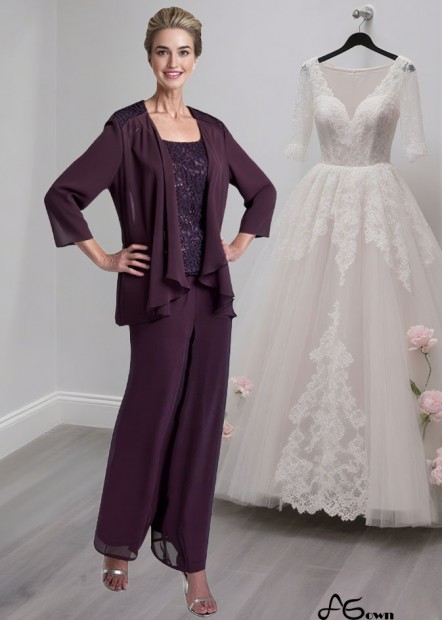 Chiffon Mother of the Bride Pantsuits/ Outfits with Jacket