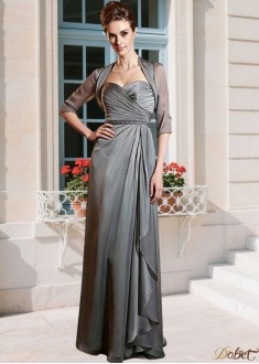 Sweetheart Satin Chiffon Mother of the Bride Dress A-Line with Jacket
