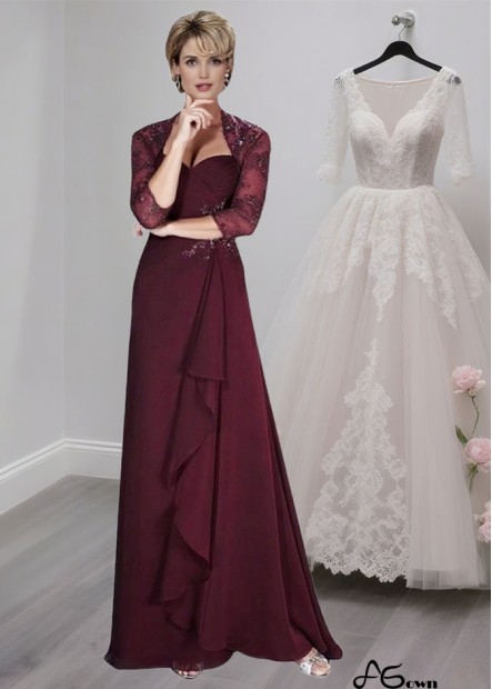 Sweetheart Neck Chiffon A-Line Mother of the Bride Dress with Matching Jacket – Full Length