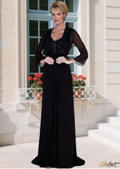 Black Chiffon V-Neck Mother of the Bride Dress
