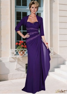 Purple Chiffon Sweetheart Mother of the Bride Dress Sheath Jacket