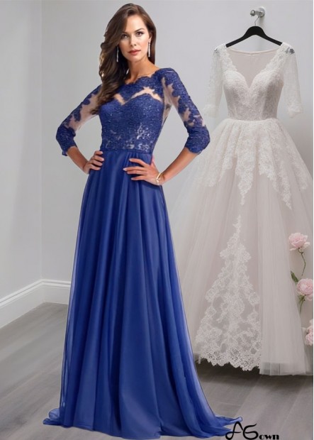 Elegant Evening Silk Chiffon A-Line Mother of the Bride Dress with Illusion Sleeves