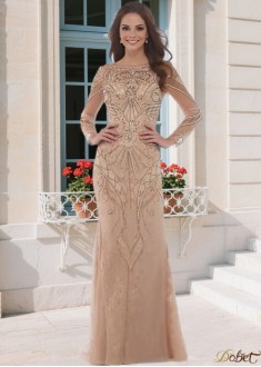 Elegant Tulle Bateau Neck Illusion Sleeve Sheath Mother of the Bride Dress – Full Length
