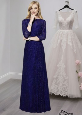 Elegant Lace Jewel Neck Full-Length Sheath Mother of the Bride Dress with Sleeves