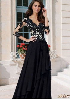 Black A-Line Mother of the Bride Dress