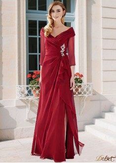Red Chiffon Mother of the Bride Dress