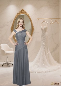 Elegant V-Neck Tulle Satin Full-Length Mother of the Bride Dress