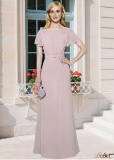 Pink Chiffon Mother of the Bride Dress with Bateau Neck